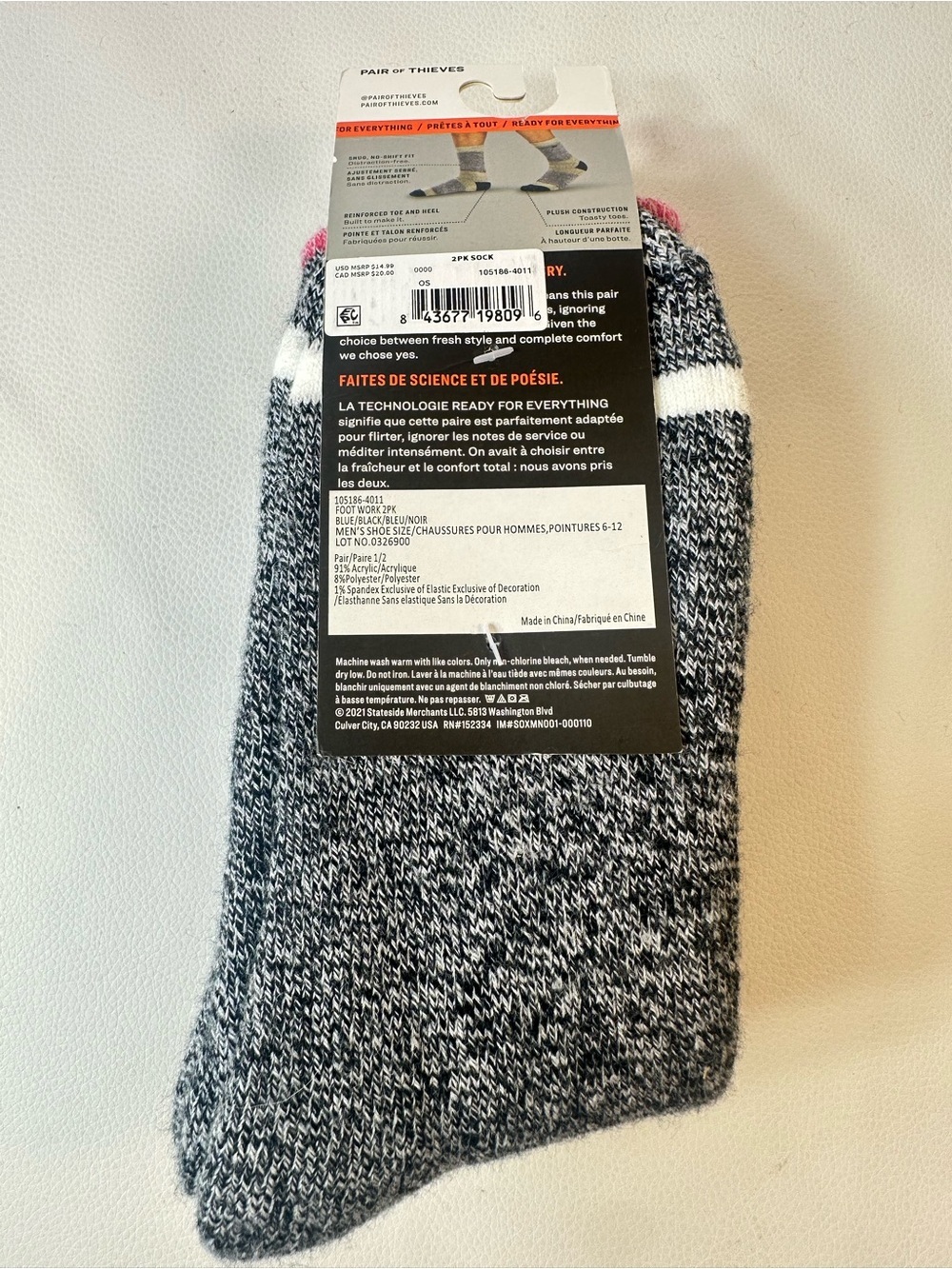 **2 Pairs NEW Men's Pair of Thieves Cozy Crew Socks - Picture 3 of 4